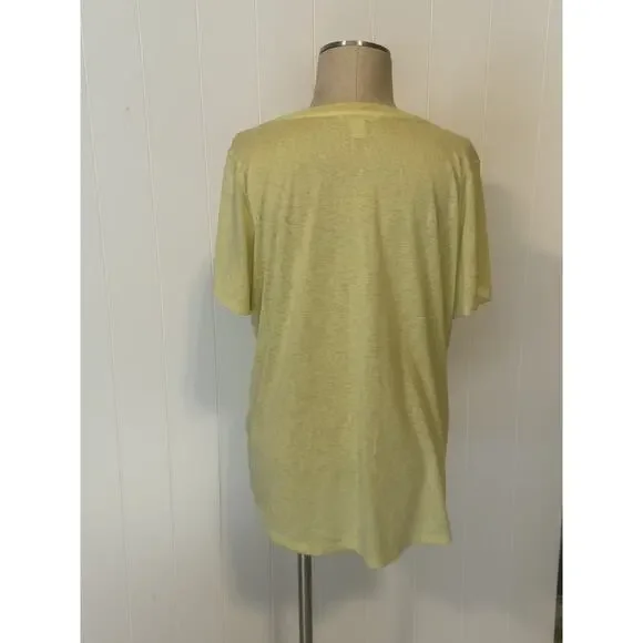 Athleta Shirt Womens XL Yellow Lightweight V Neck Short Sleeve Relaxed Tee Top - Picture 5 of 7